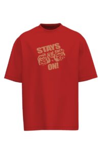 Red Primal Tee – “STAYS ON”